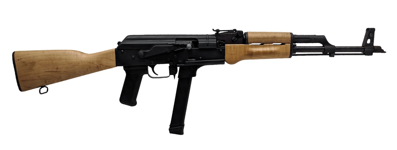 Century Arms WASR-M, Semi-automatic, AK Style Rifle, 9mm, 16.25″ Barrel, Black, Wood Stock, 33Rd, Includes 1 Magazine