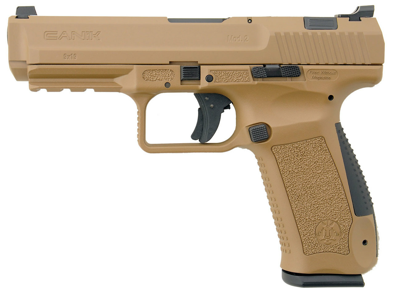 Century CanikTP9SA Mod.2 Single 9mm Luger 4.46″ Barrel Desert Tan Interchangeable Grip 18rd Mag