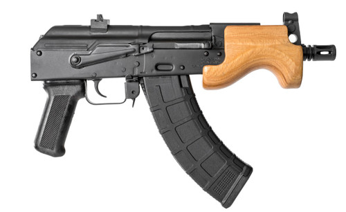 Century Micro Draco 7.62x39mm, 6.25″ Barrel, Black Rec, Wood Handguard, Tan AWS Backpack, 30rd