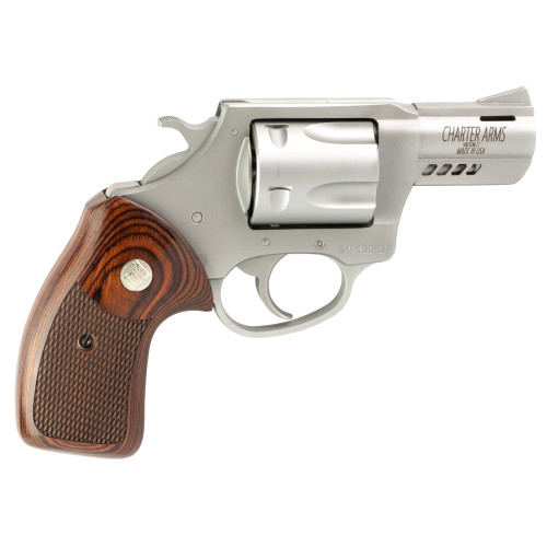 Charter Mag Pug/Pit Bull 357 Magnum/9mm, 2.2″ Barrel, Silver Frame, Walnut Grip, 5rd