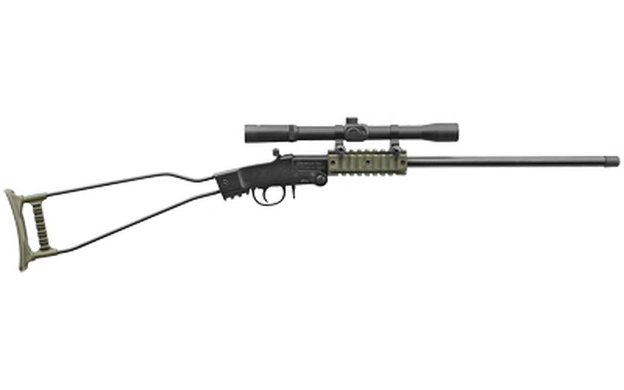 Chiappa Little Badger Rifle 22LR Black/OD Green, 16.5″ Threaded Barrell, w/ 4X20 Scope