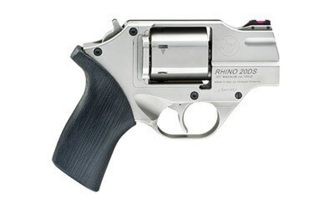 Chiappa Rhino 200DS, .357 Magnum, 2″ Barrel, 6rd, Nickel Finish, Rubber Grips