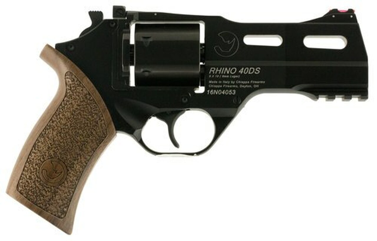 Chiappa Rhino 40DS, 9mm, 4″ Barrel, 6rd, Walnut Grip, Black