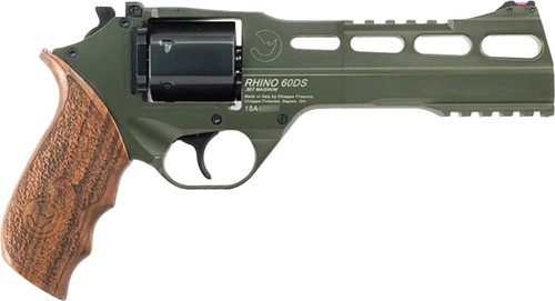 Chiappa Rhino 60DS 357 Magnum, 6″ Barrel, Hunter Cerakote, Olive Drab Green, Walnut Grip, 6rd