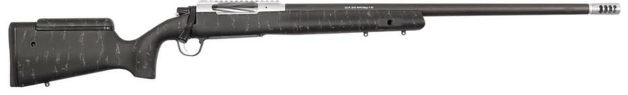Christensen E.L.R. 300 Rem Ultra Mag, 26″ SS Carbon Fiber Wrapped Barrel, Black/Grey Webbing, 3rd