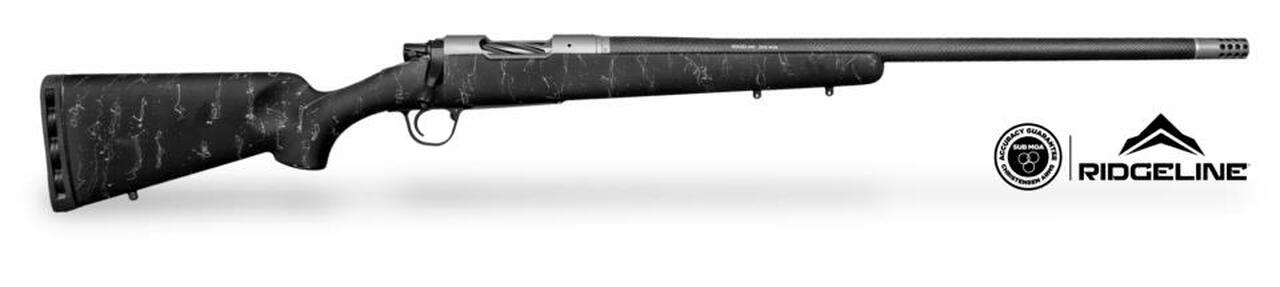 Christensen Ridgeline 300 Win Mag 26″ Barrel, 1/10 Fiberglass, Carbon Sporter Black, Gray Webbing Stock