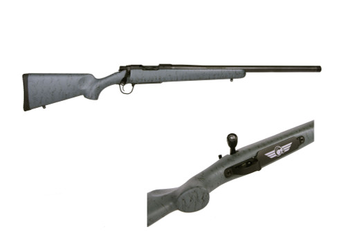 Christensen Ridgeline 308 Winchester, 22″ Threaded Barrel, Gray w/ Black Webbing, Black Rec, 4rd