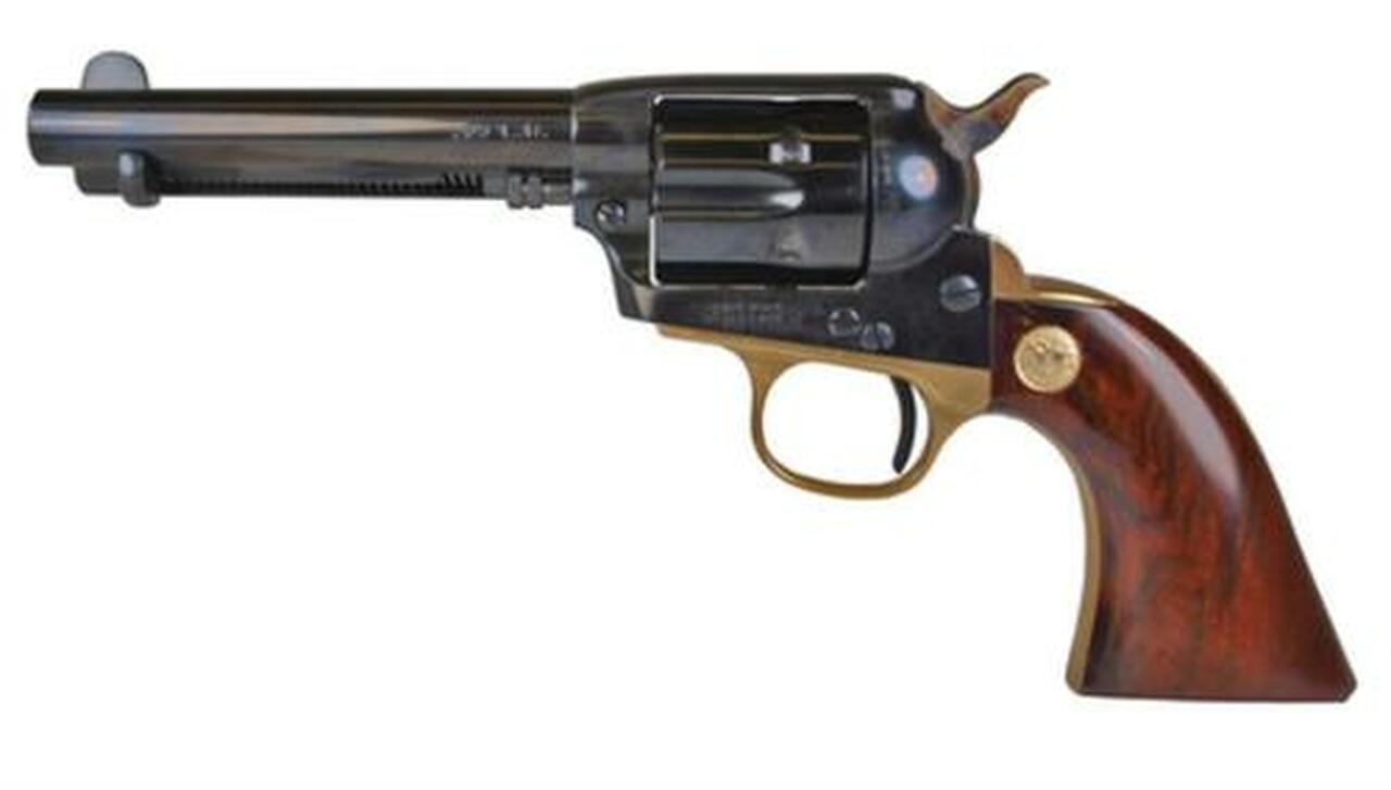 Cimaron Model P Junior Black Stallion Single Action Revolver 22LR/.22 Mag Dual Cylinder 4.75″ Black Barrel Smooth Walnut Grip