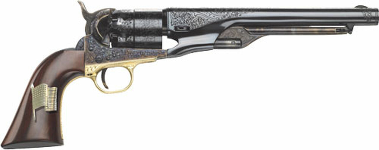 Cimarron 1860 8″ .44 OLD Glory Flag Inlay Grant ENG 44 Remington Magnum
