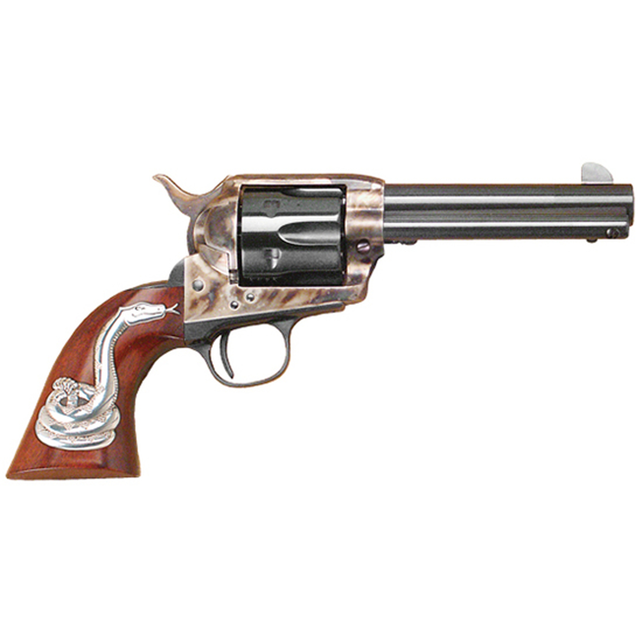 Cimarron Man With No Name 45 Colt, 4 3/4″ Barrel, Color Case-hardened, Snake Right Side