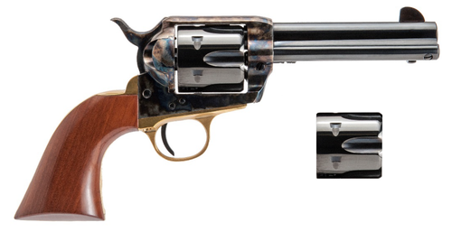 Cimarron Pistolero 9mm/357 Magnum, 4.75″ Barrel, Case Hardened, Wood Grip, 6rd