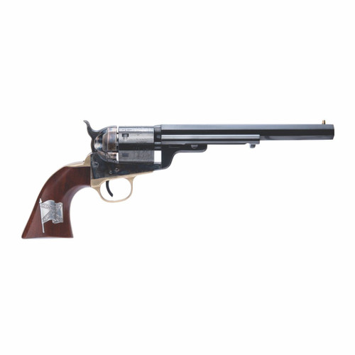 Cimarron Richards-Mason 1851 38 Special, 7.5″ Barrel, Battle Flag Inlay Grip, 6rd