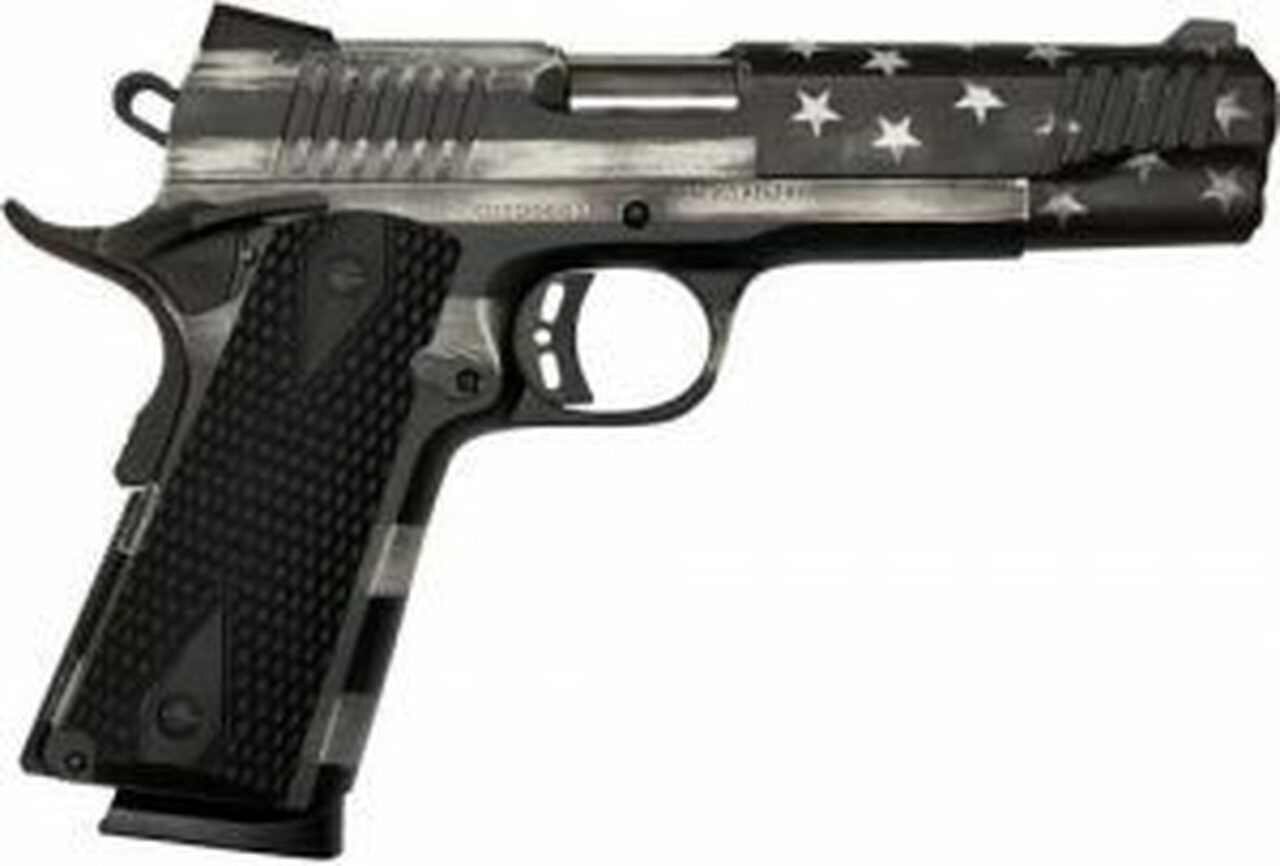 Citadel 1911 A1, 9mm, 5″, 10rd, USA Flag, Battleworn Gray