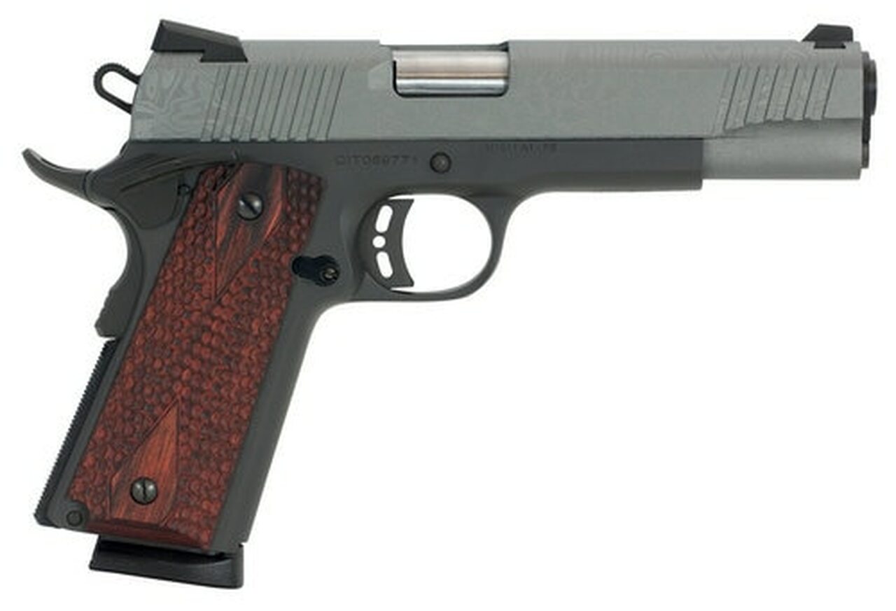 Citadel 1911 A1 Madagascar, .9mm, 5″ Barrel, 8rd, Redwood Grips, Laser Etched Gray Slide, Black Flame