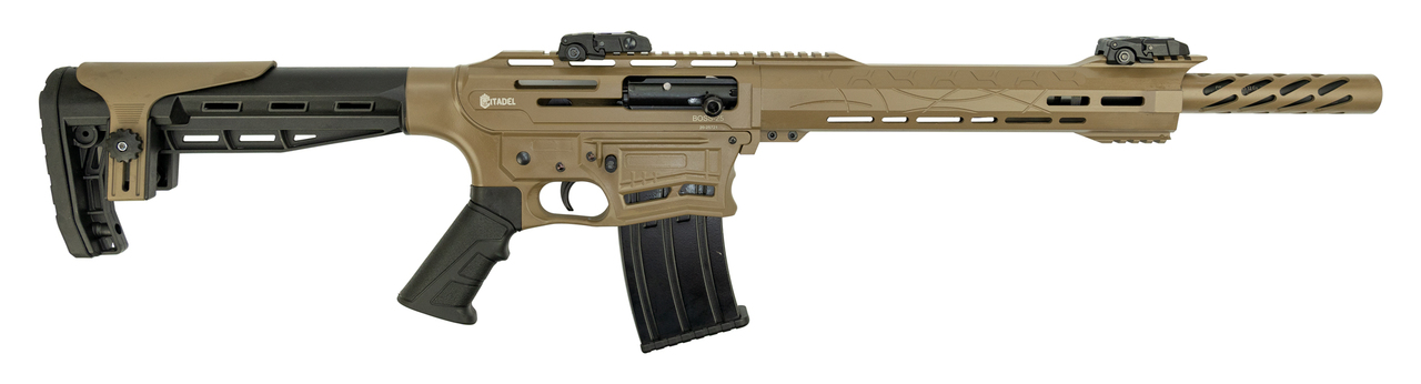Citadel Boss-25 12 Ga, 18.75″ Barrel, Flip-Up Sights, Mag Fed, FDE, 5rd