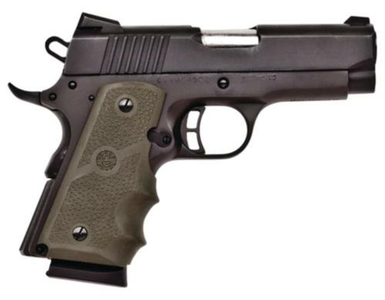 Citadel M-1911 Compact 45 ACP 3.5″ Barrel Matte Black Hogue Grip Green 7rd