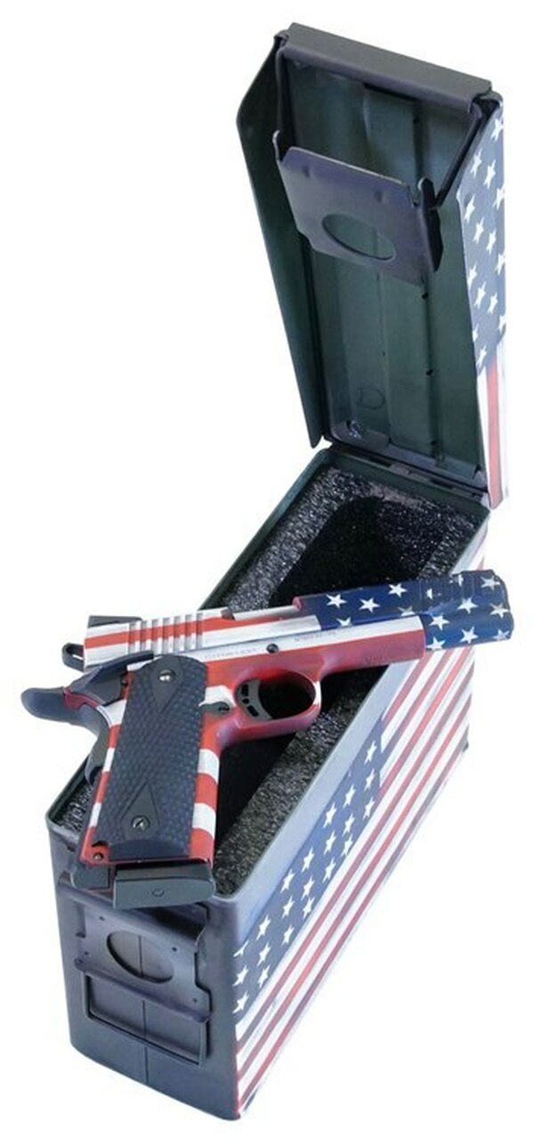 Citadel M-1911 with Ammo Can 45 ACP, 5″ Barrel, Black G10 Grip American Flag, Cerakote Slide, 8rd