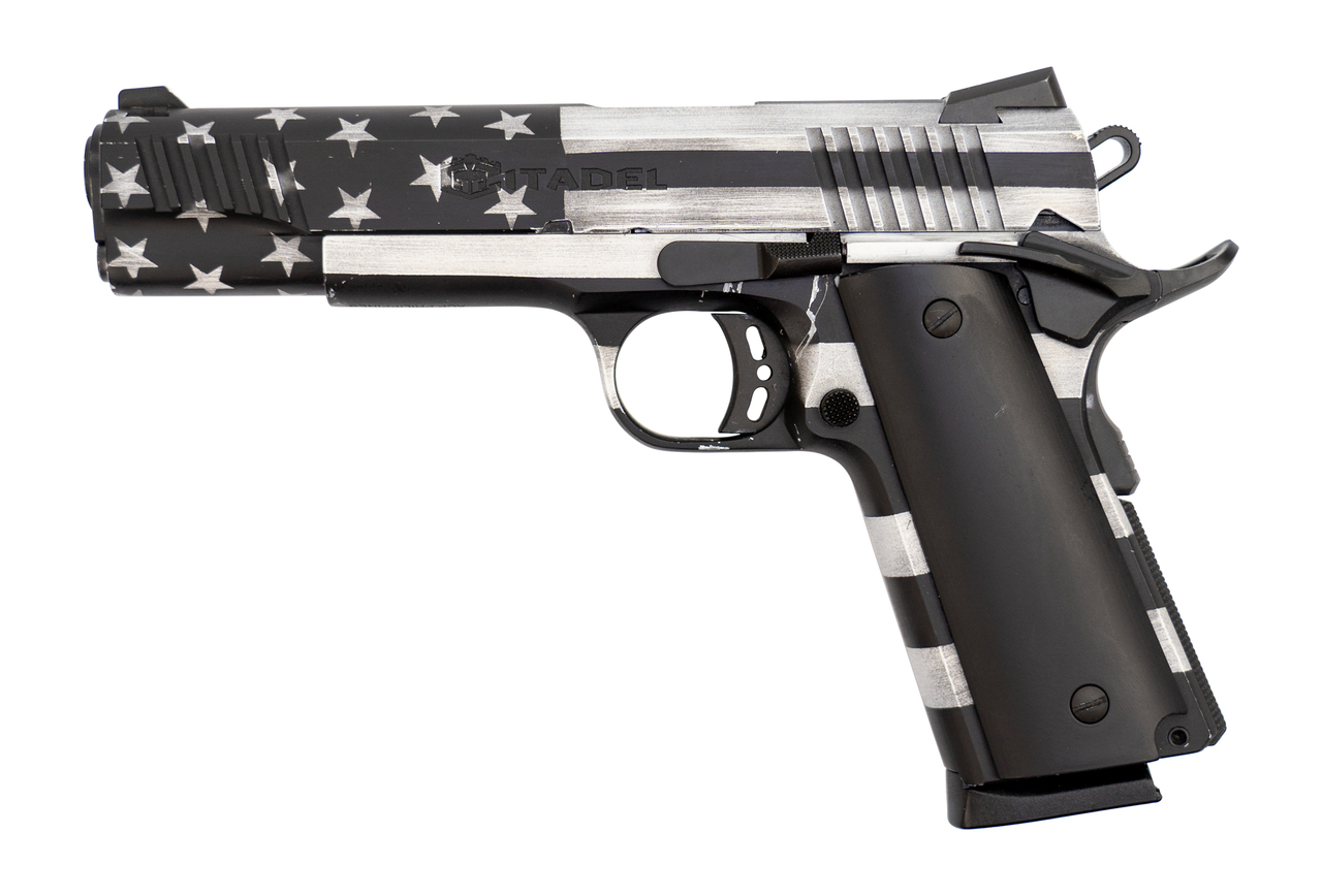 Citadel M1911-A1 Used .45 ACP, 5″ Barrel, G10 Grips, American Flag, 8rd