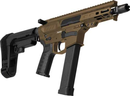 CMMG 45A69BB-MB Banshee MKG 45 ACP 5″ 26rd,Midnight Bronze Cerakote Rec Black Nitride Barrel CMMG 6 Position RipBrace Black Magpul MOE Grip