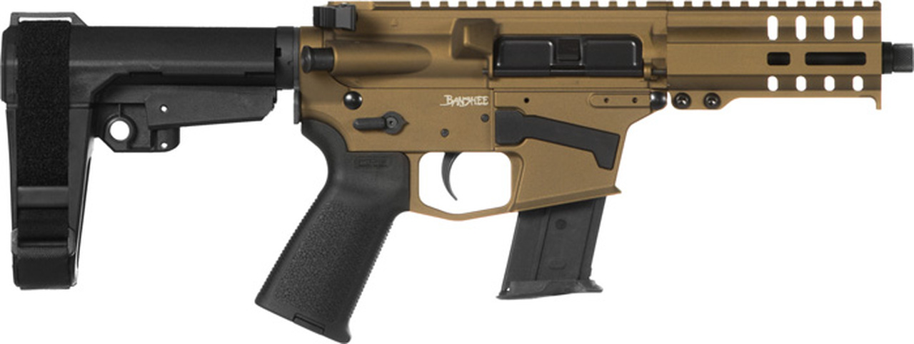 CMMG Banshee 300 Mk57 5.7x28mm, 5″ Barrel, Burnt Bronze, Black RipBrace, 20rd