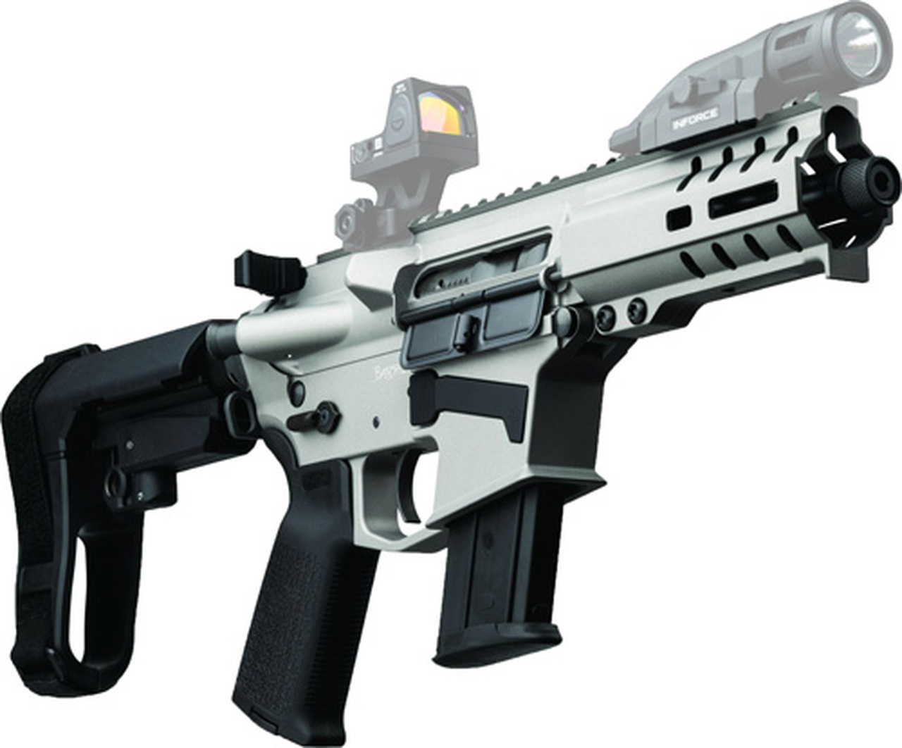 CMMG Banshee 300 Mk57 5.7x28mm, 5″ Barrel, Titanium, Black Magpul, RipBrace, 20rd