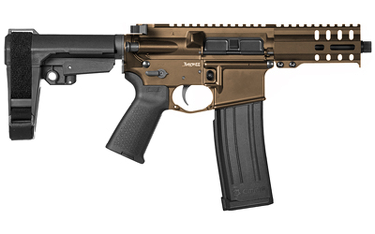 CMMG Mk4 Banshee 300 5.7x28mm, 5″ Barrel, Midnight Bronze, RipBrace, Threaded 1/2-28, M-LOK, 40rd CMMG Magazine