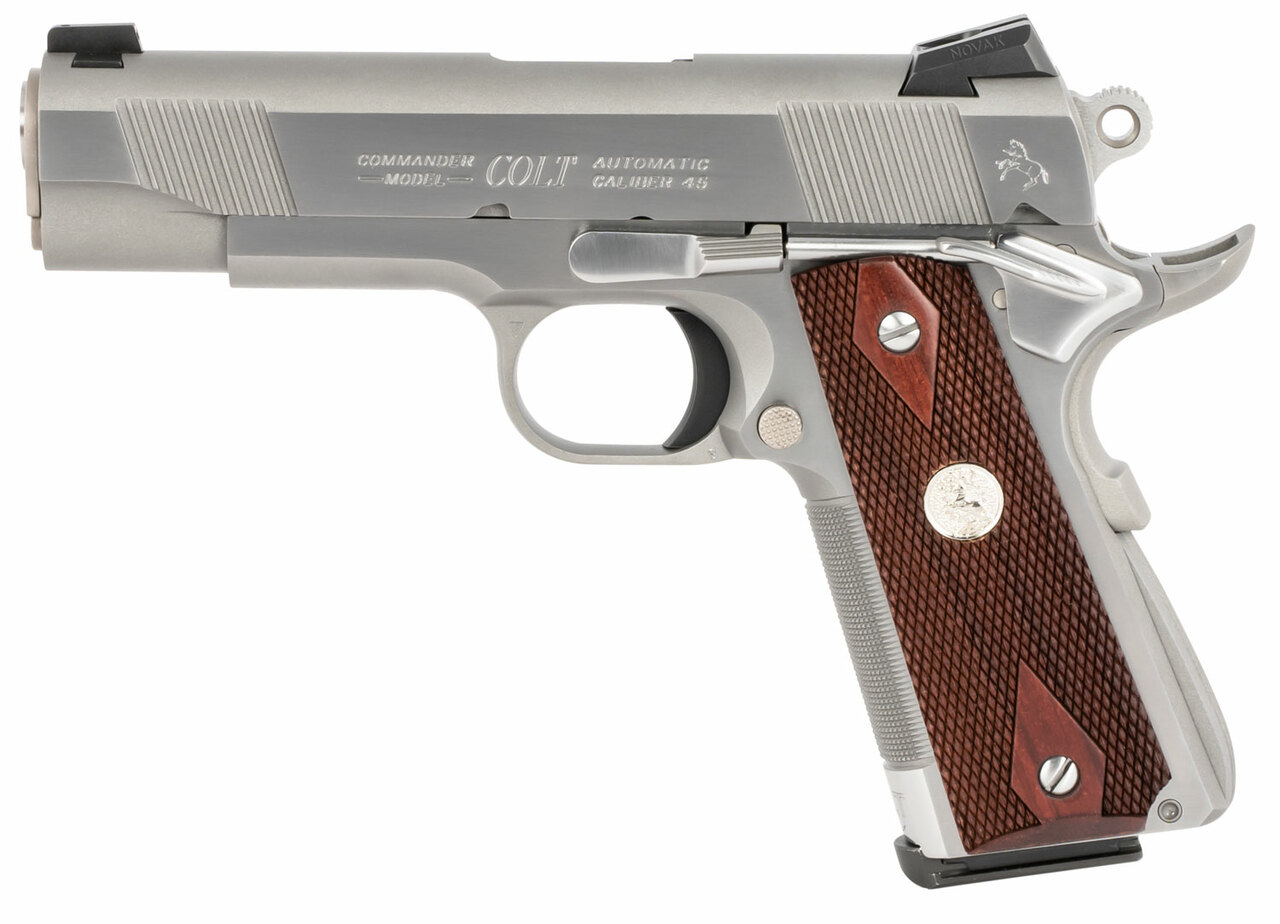 Colt 1911 Combat Commander Elite 45 ACP 4.25″ Barrel Two-Tone Elite Black G10 Checkered Scallop Grip, 8rd Mag