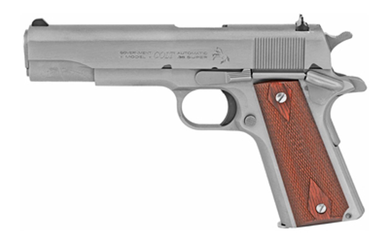 Colt 1911 Government .38 Super, 5″ Barrel, Steel Frame, Stainless, 9rd Mag