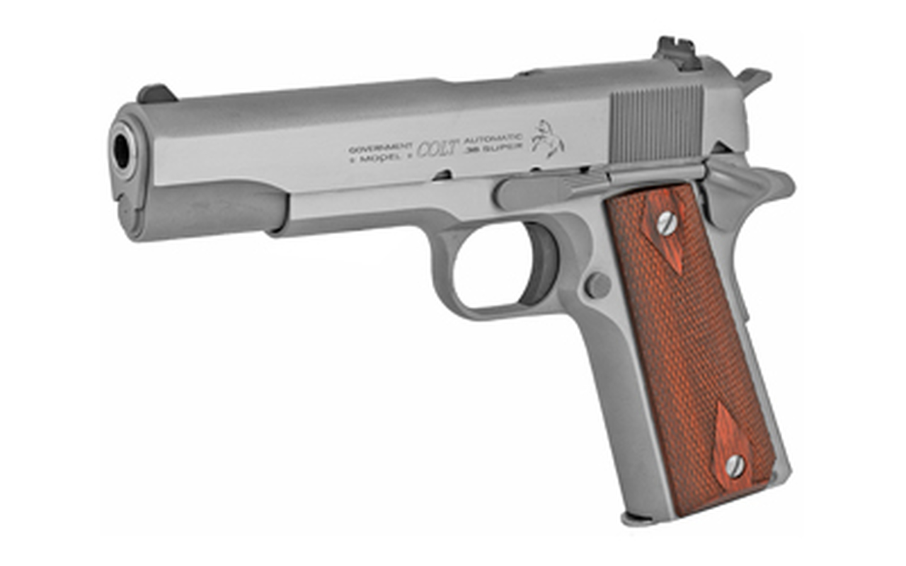 Colt 1911 Government .38 Super, 5″ Barrel, Steel Frame, Stainless, 9rd Mag