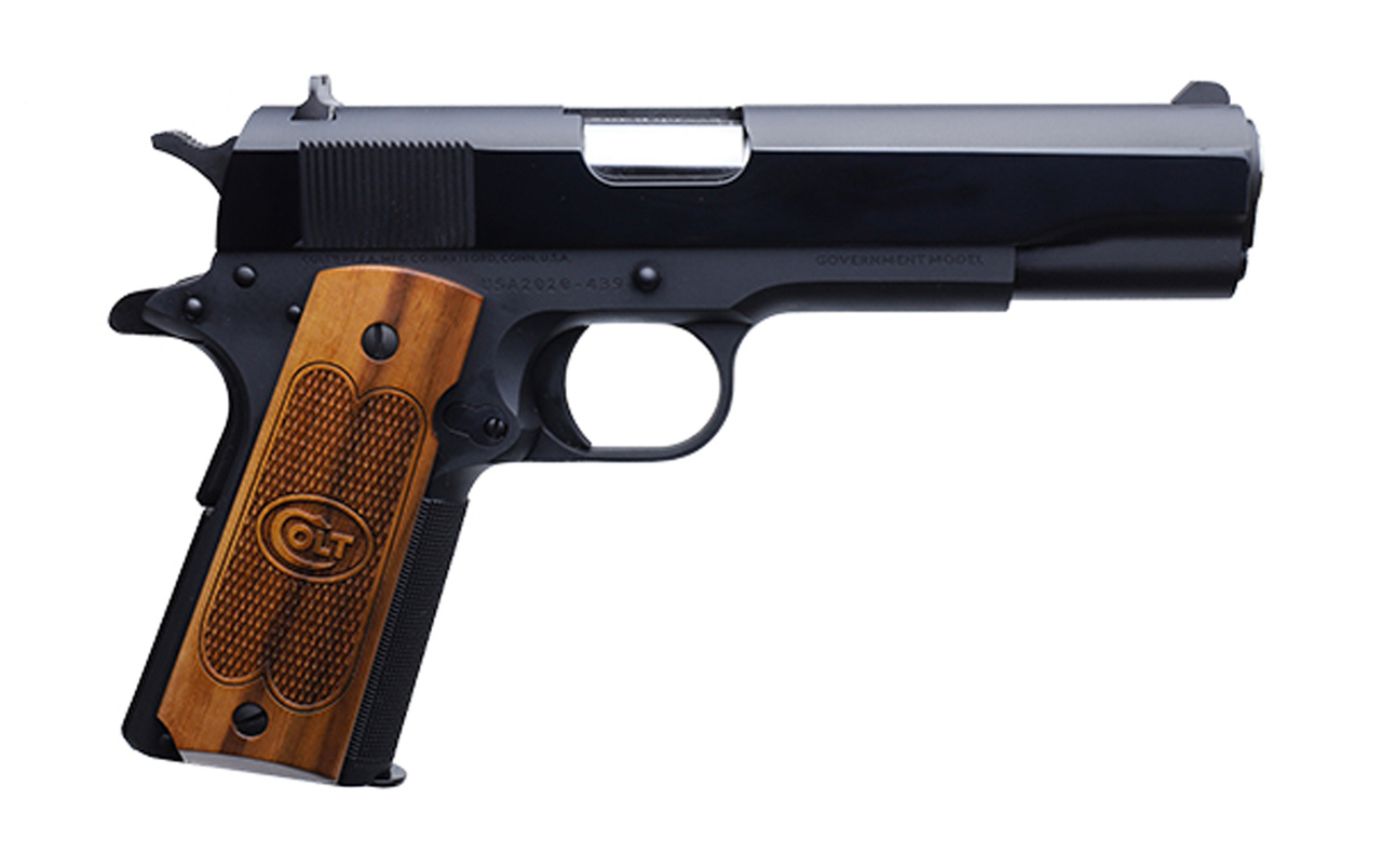 Colt 1911 Government .45 ACP, 5″ Barrel, Fixed GI Sights, Blued, 7rd