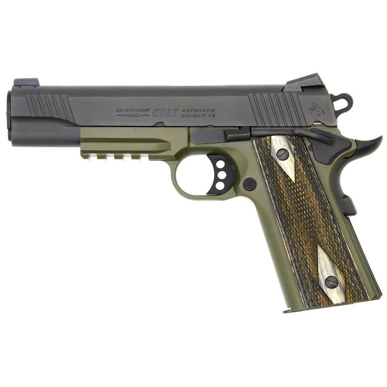 Colt 1911 ‘Rail Gun’, 45 ACP, Black Slide, OD Frame, Full Size