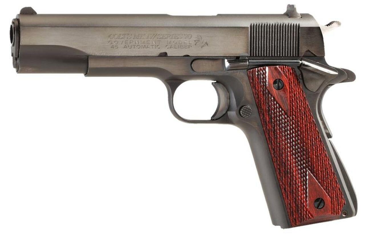 Colt 1911 Series 70 Govt 45 ACP 5″ Barrel Double Diamond Rosewood Grip 7rd Mag