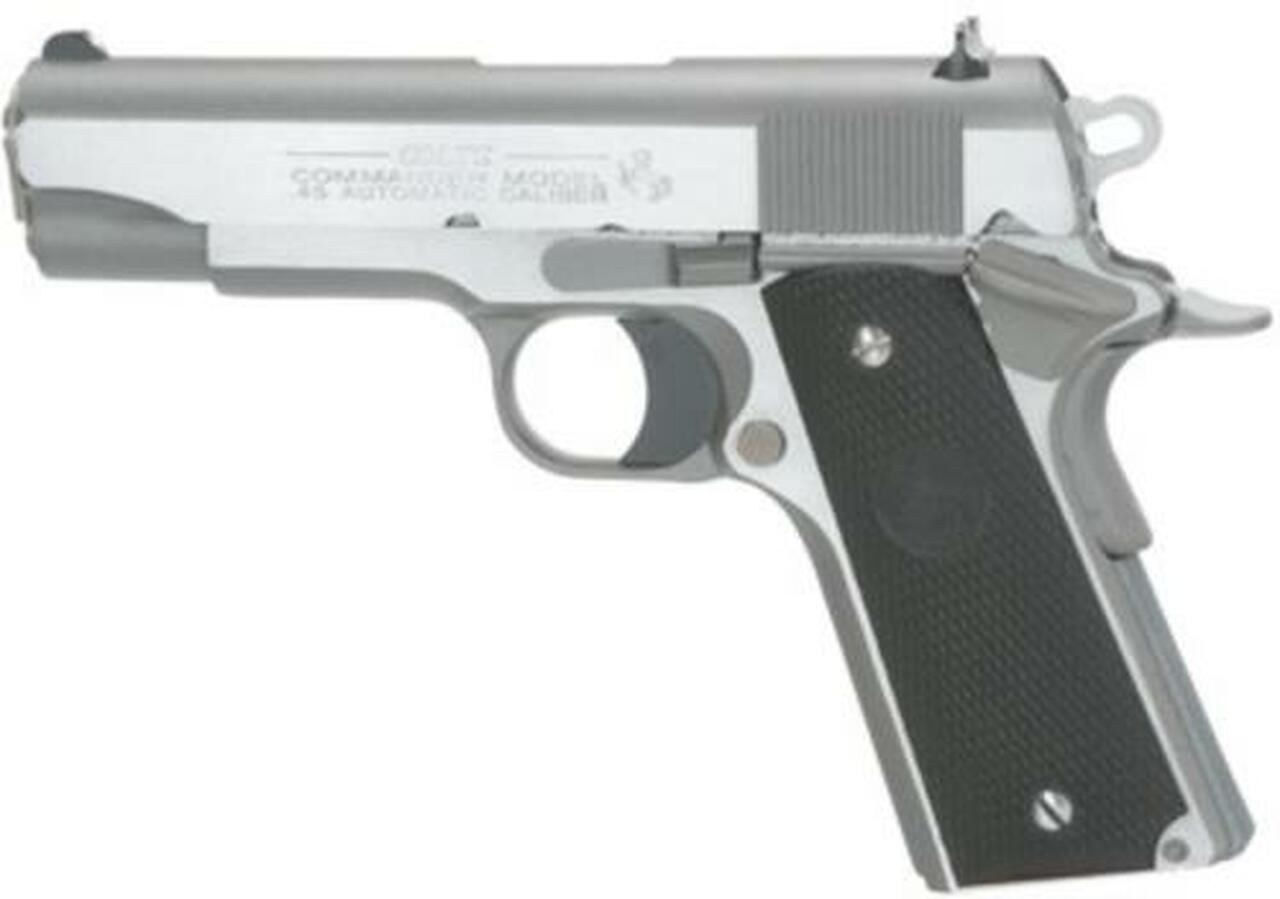 Colt 1991 Commander Pistol, 45 ACP, 4.25″, Black Rubber Grip, SS, 7rd