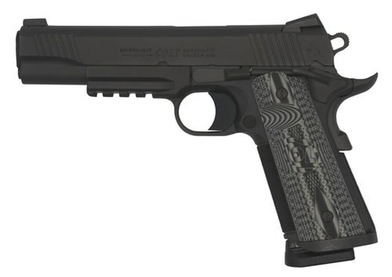 Colt CCU Rail 9mm, Gray G10 Grips, Novak Sights, Black DLC, 8rd