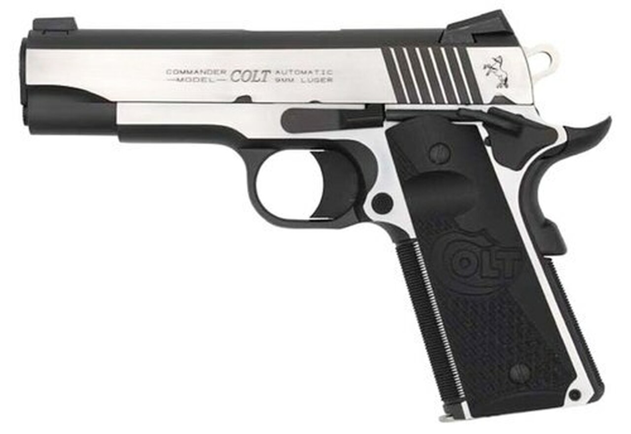 Colt Combat Elite Commander 1911 9MM, 4.25″ Barrel, SS Frame Two-Tone Finish, G10 Grips, Ambi Safety 9Rd Mag