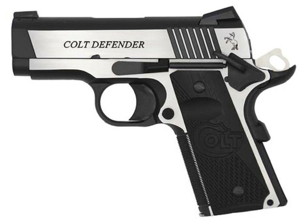 Colt Combat Elite Defender 1911, Compact, 9MM, 3″ Barrel, SS Two-Tone Finish, G10 Grips, 8rd Mag, Novak Night Sights