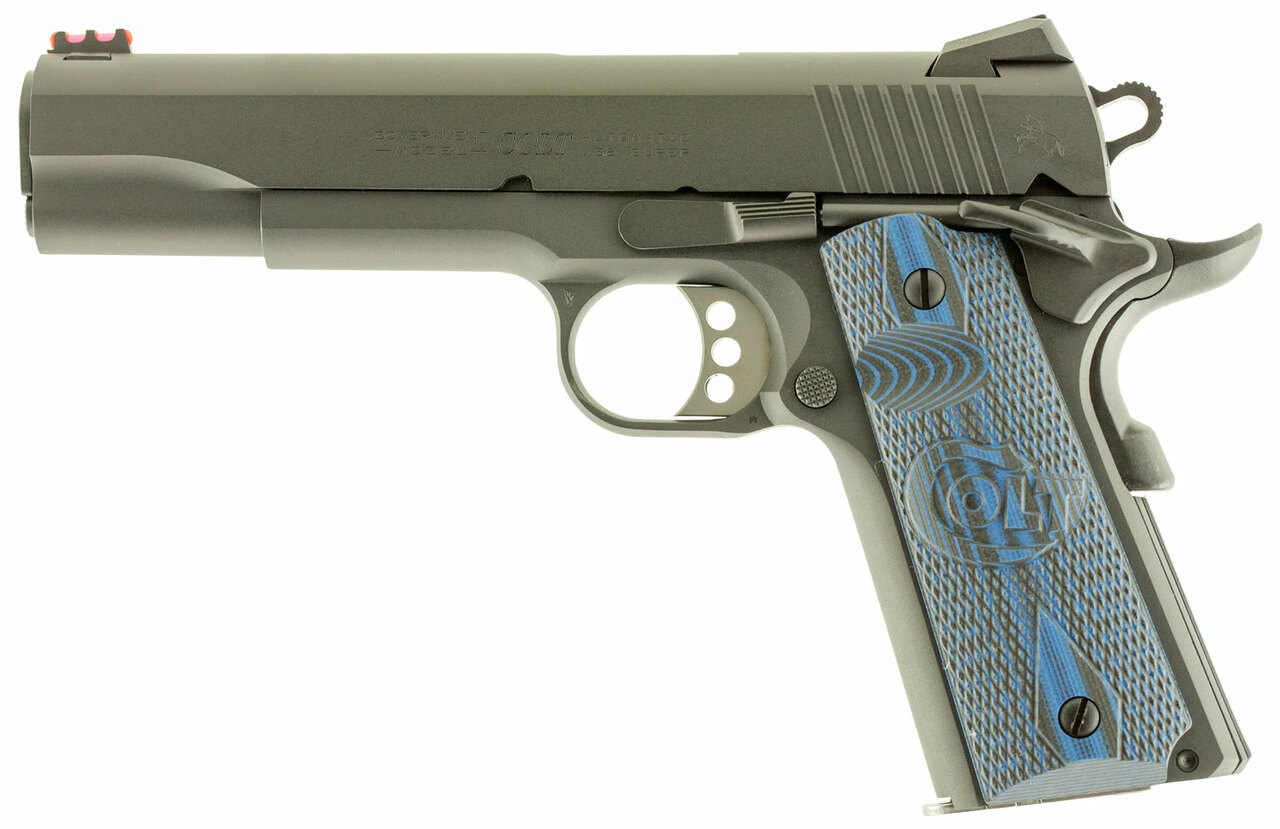 Colt Competition Govt 1911, 38 Super, 5″ Barrel G10 Blue Grip NovakSights 9rd Mag