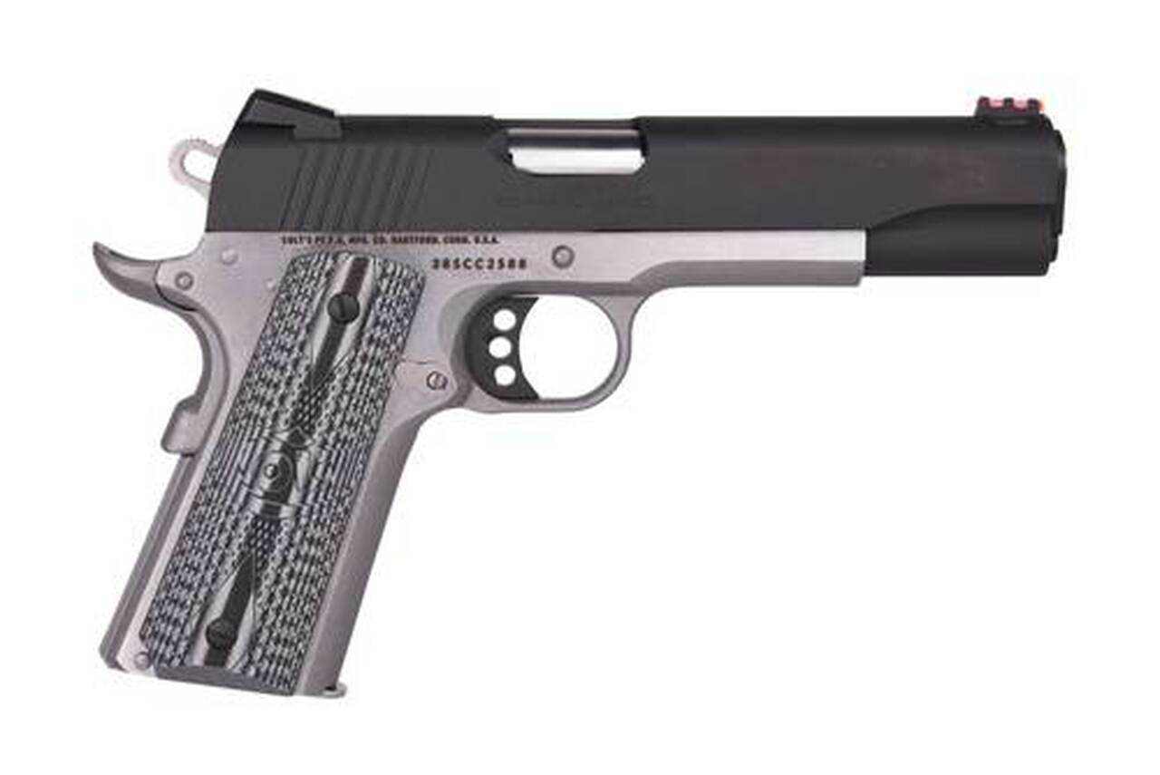 Colt Competition Govt 38 Super, 5″ Barrel, Black Slide, SS Framel, 9rd Mag