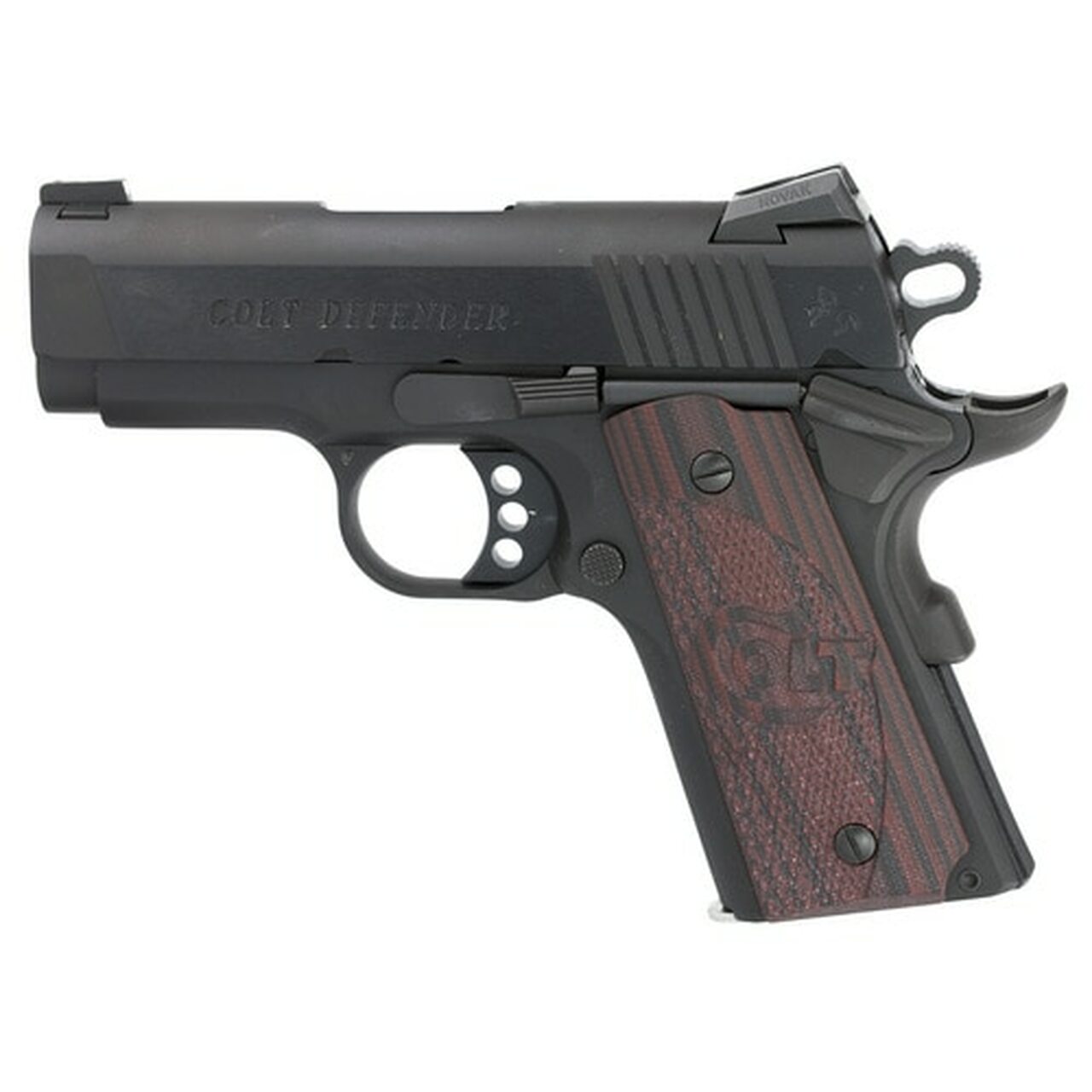 Colt Defender, Compact 1911, 9MM, 3″ Barrel, Alloy Frame, Blue Finish, G10 Grips, 8Rd Mag, Novak Night Sights
