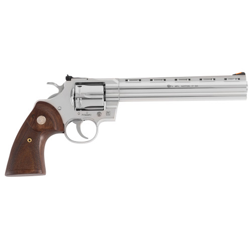 Colt Python 357 Magnum/38 Special, 8″ Barrel, Stainless, Walnut Grip, 6rd