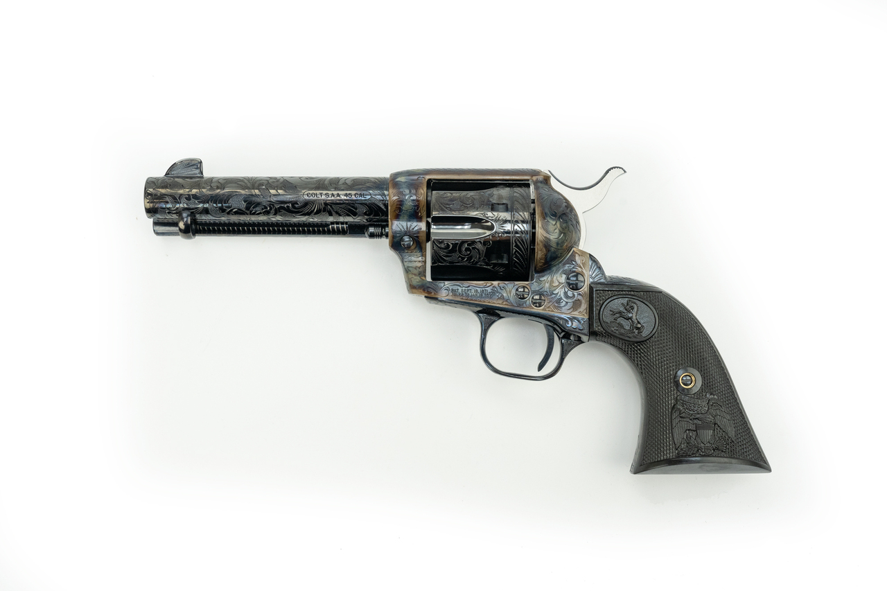 Colt Single Action Army Long Branch 45 Colt, 4.75″, Walnut Grip, Polished Steel