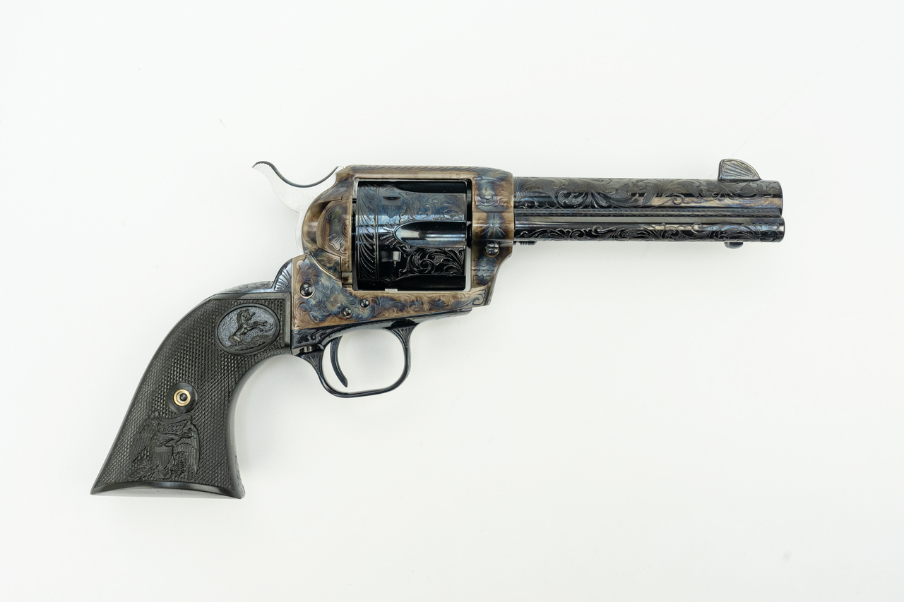 Colt Single Action Army Long Branch 45 Colt, 4.75″, Walnut Grip, Polished Steel