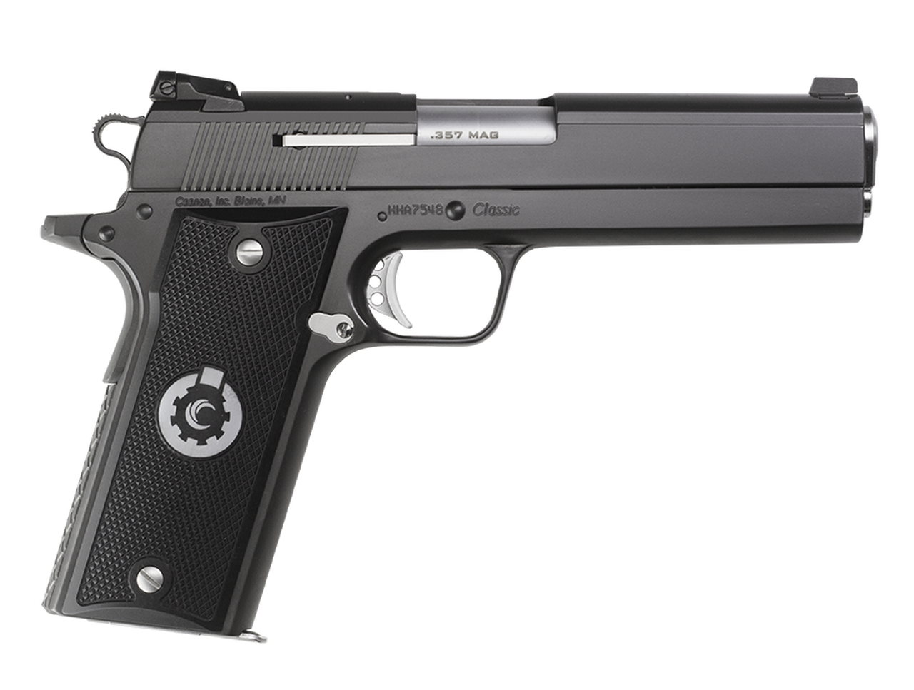 Coonan Classic 357 Mag, 5″, Black Ionbond Stainless, Fixed White Dot Sights, Black Alum Grips, 1 Mag (Special Order)