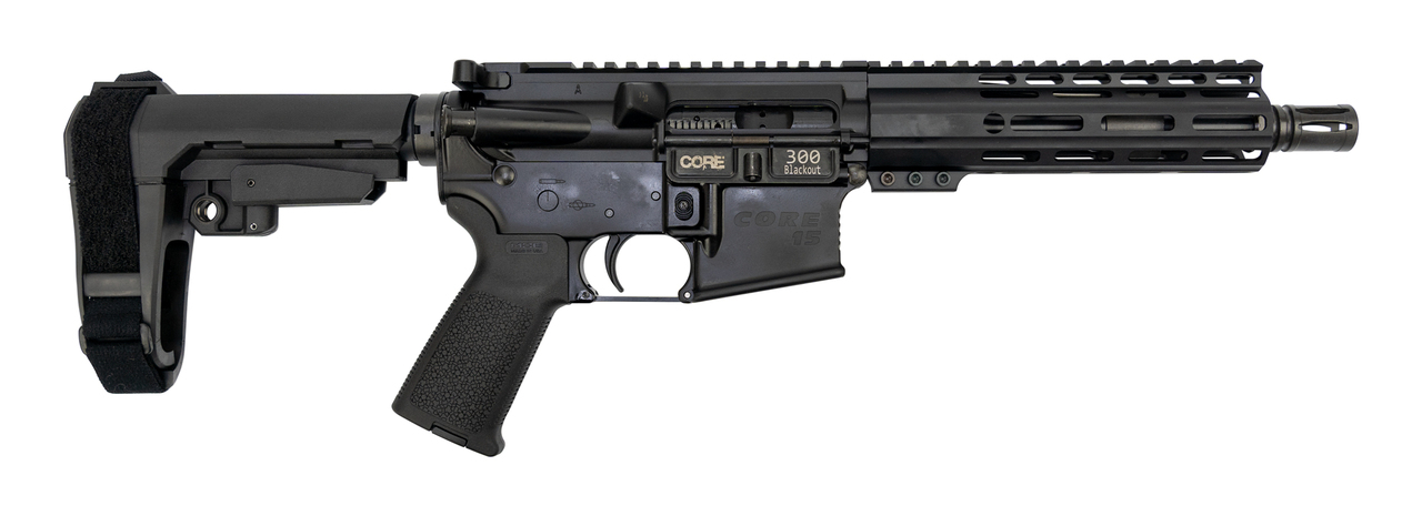 Core 15 Truck Gun AR-15 Pistol .300 Blackout, 7.5″ Barrel, SBA3, Black, 30rd
