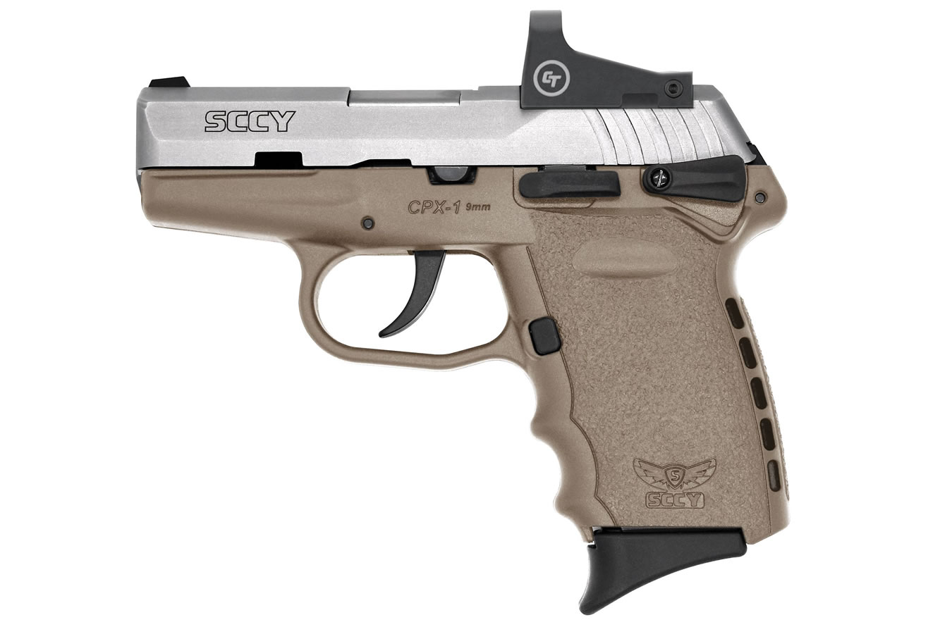 CPX-1 9mm Pistol with Dark Earth Frame/Stainless Slide and Crimson Trace Red Dot