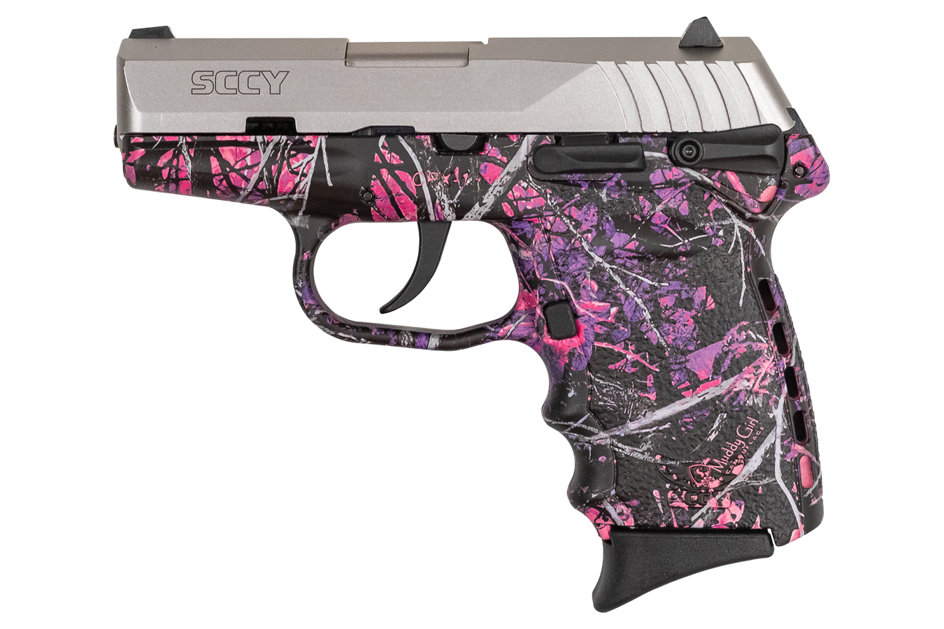 CPX-1 9mm Pistol with Muddy Girl Frame and Satin Stainless Finish