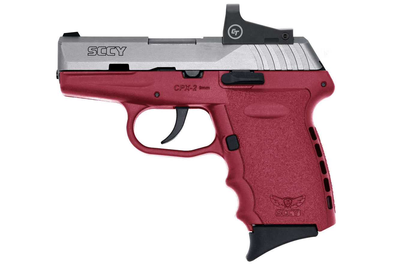 CPX-2 9mm Pistol with Crimson Frame/Stainless Slide and Crimson Trace Red Dot