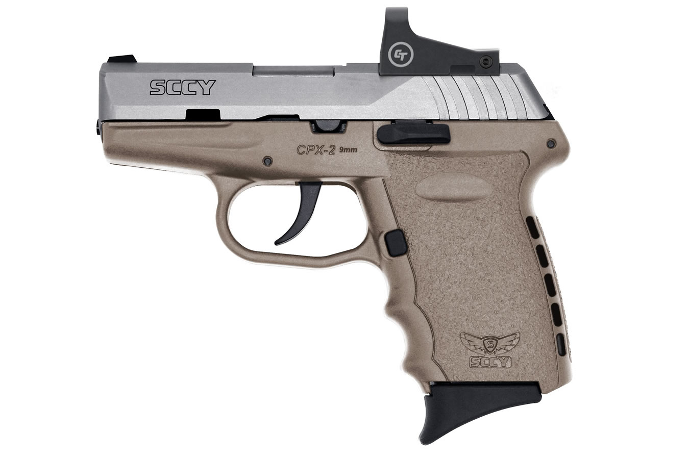 CPX-2 9mm Pistol with Dark Earth Frame/Stainless Slide and Crimson Trace Red Dot