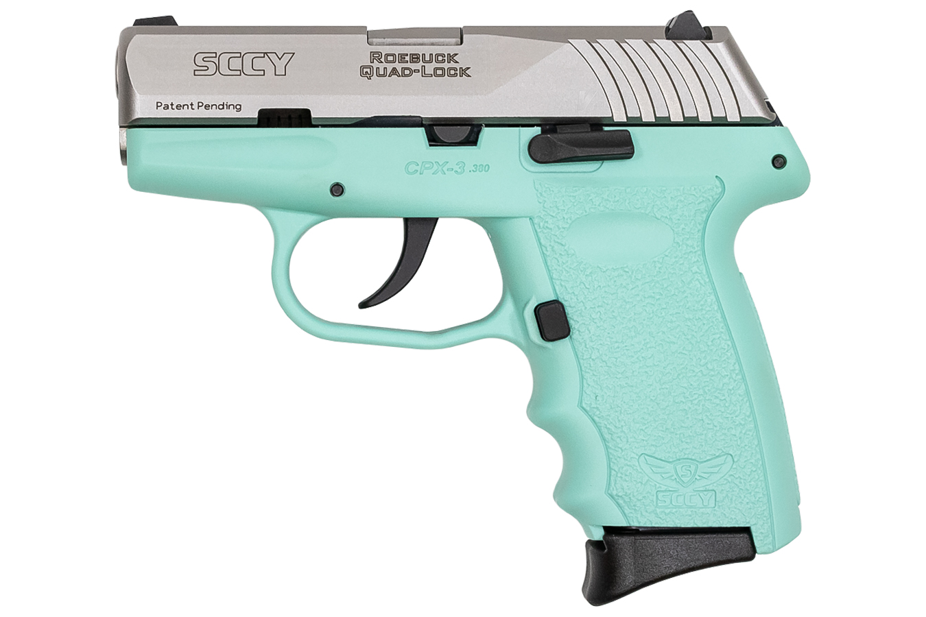 CPX-3 380 ACP Pistol with Aqua Frame and Satin Stainless Slide