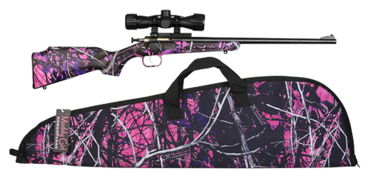 Crickett Synthetic 22LR, 16.125″ Barrel, Synthetic Muddy Girl Stock, Blued